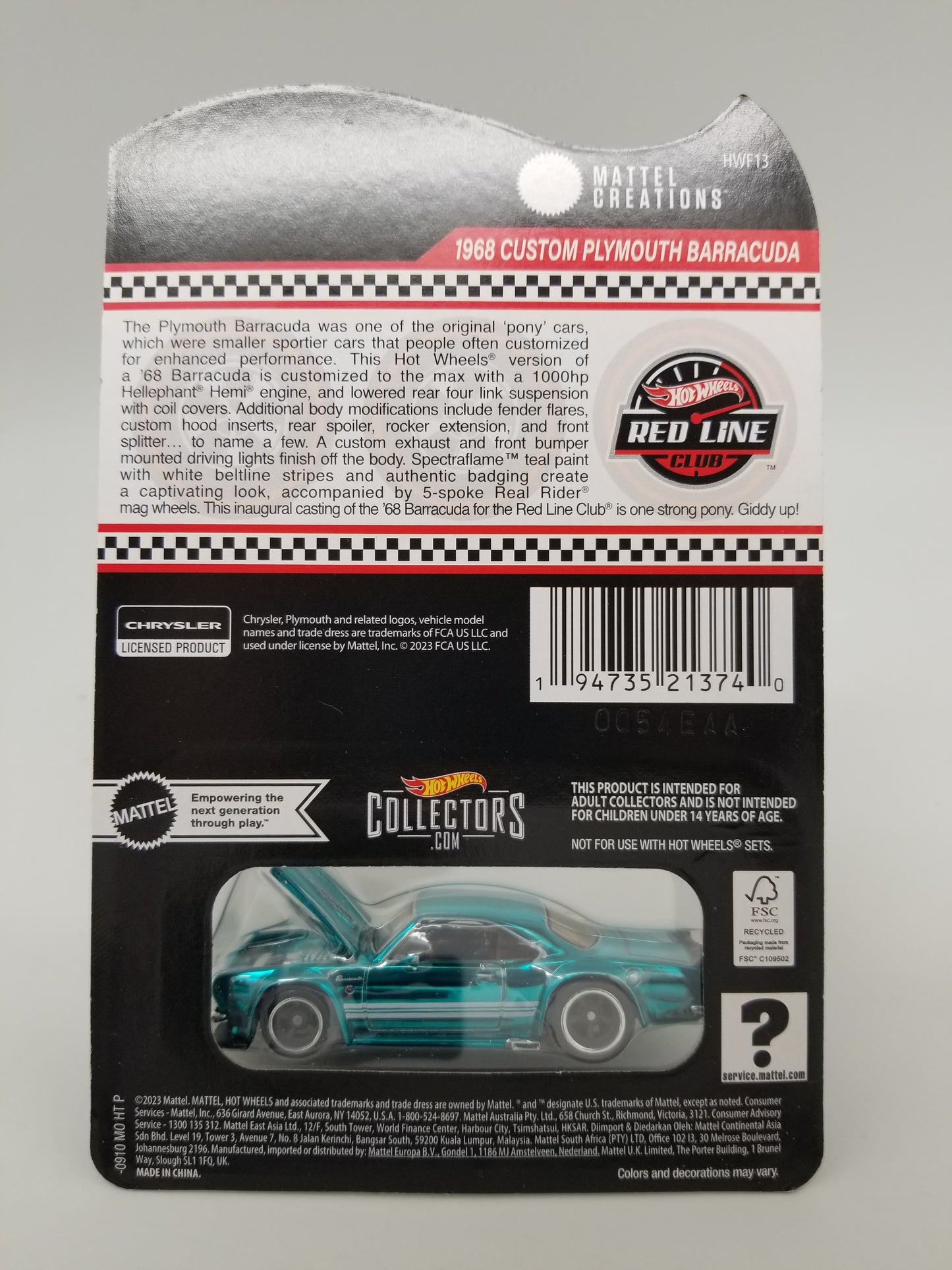 Hot Wheels RLC 1968 Custom Plymouth Barracuda