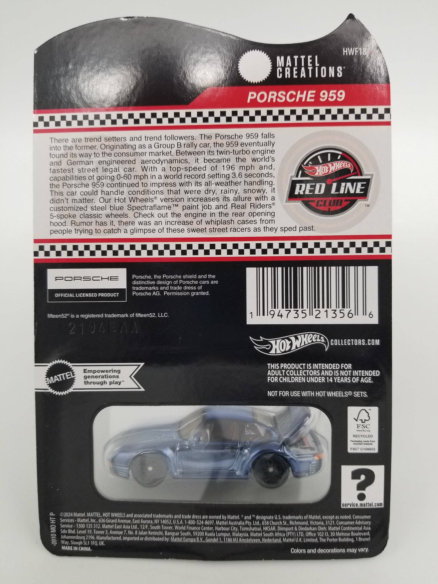 Hot Wheels RLC Porsche 959
