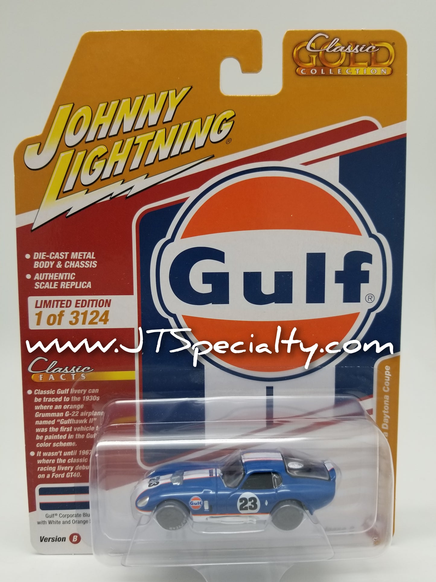 JL 1965 Shelby Cobra Daytona Coupe - GULF Dark Blue - Classic Gold