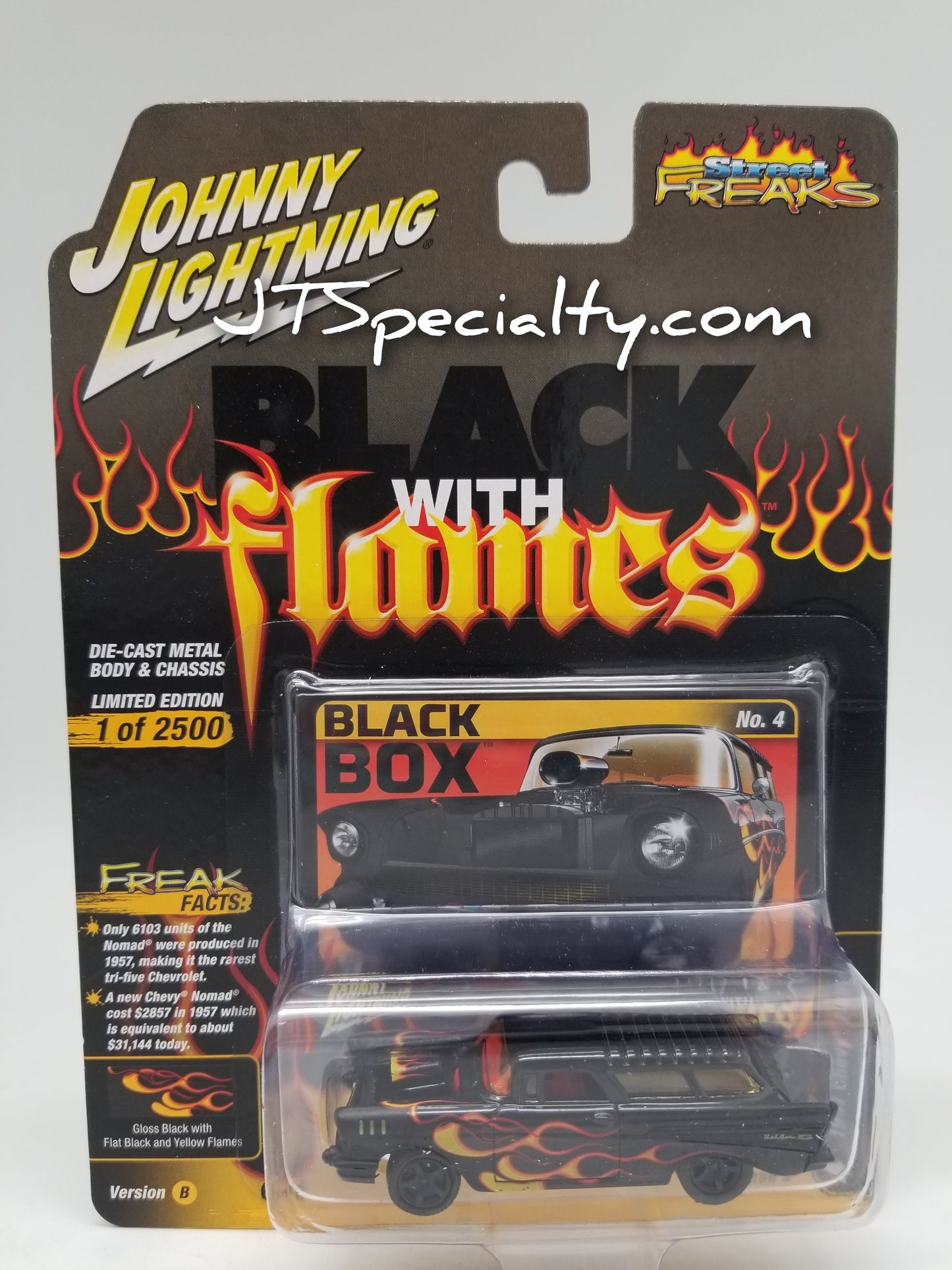 JL 1957 Chevy Nomad - Yellow Flames - Street Freaks Black w/ Flames