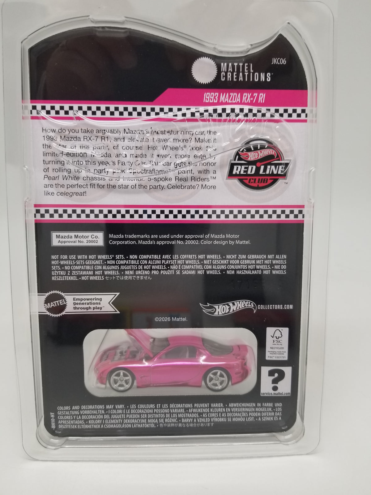 Hot Wheels RLC 1993 Mazda RX-7 RI - Pink