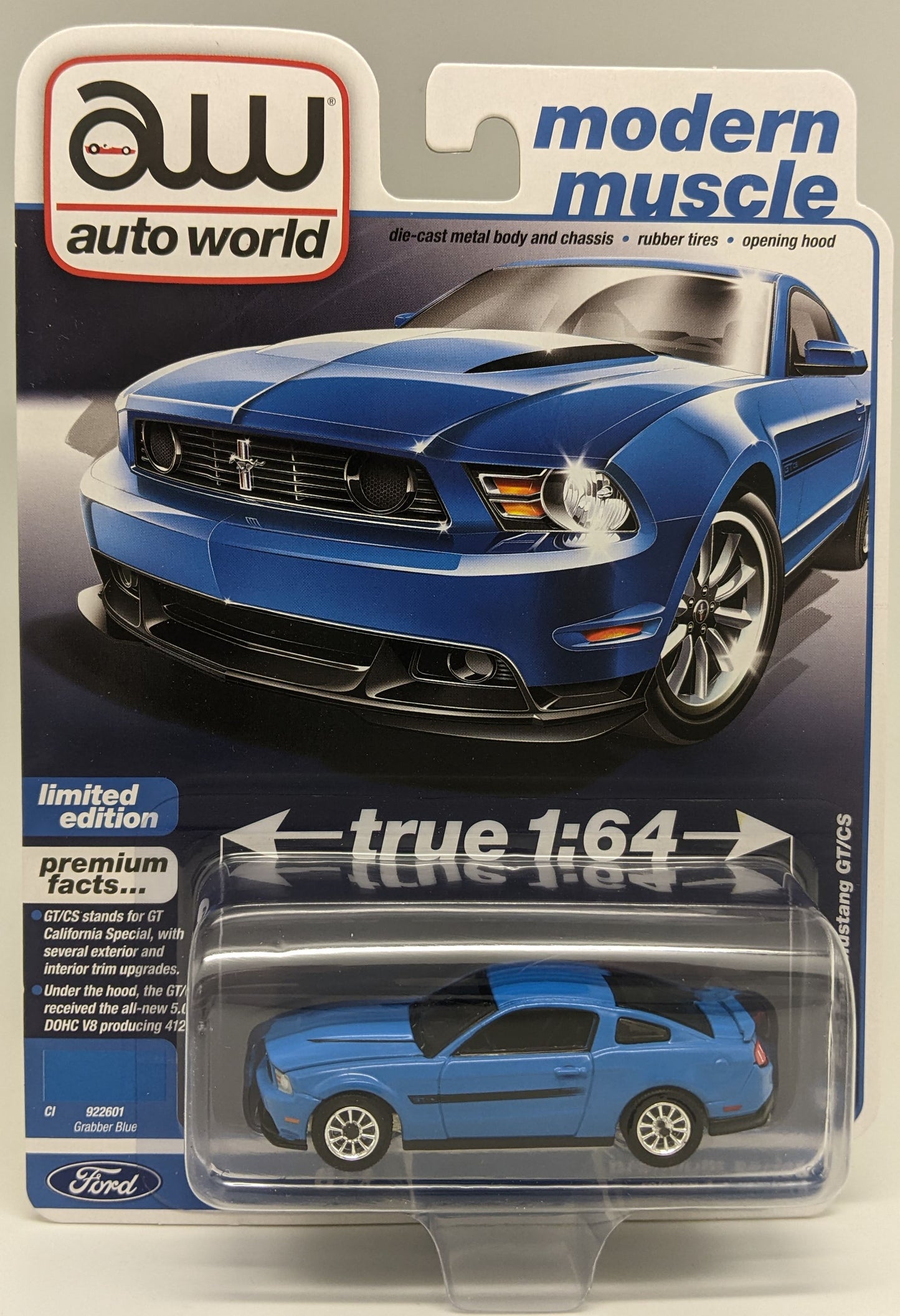 AW 2012 Ford Mustang GT/CS in Grabber Blue 1:64