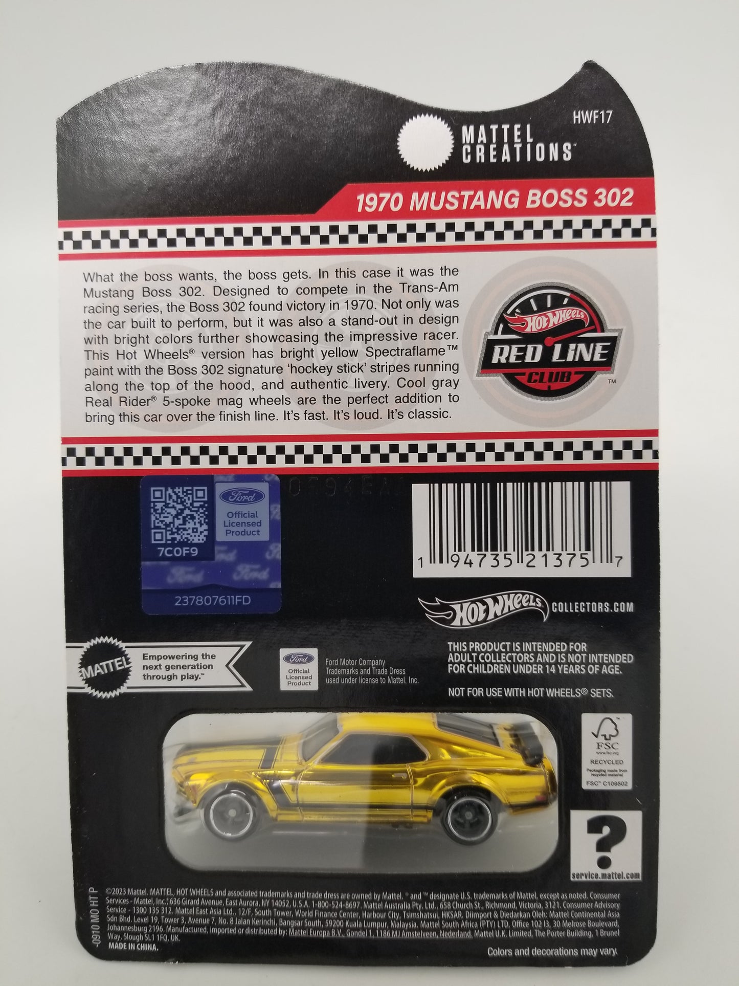 Hot Wheels RLC 1970 Mustang BOSS 302