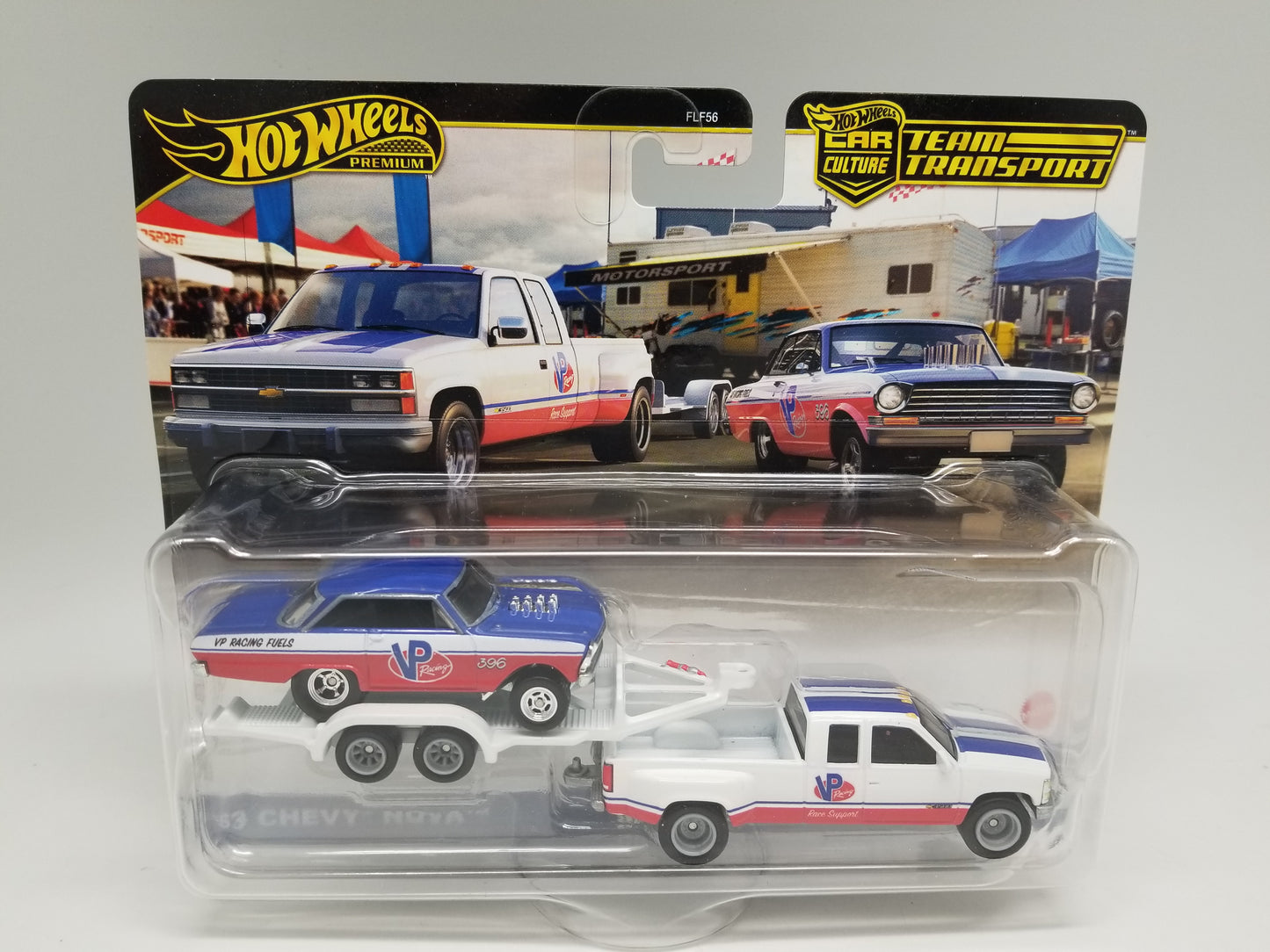 Hot Wheels 63 Chevy Nova 88 Chevy Silverado 3500 VP Racing #68 - Car Culture Team Transport