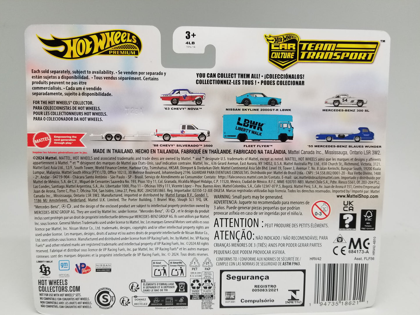 Hot Wheels 63 Chevy Nova 88 Chevy Silverado 3500 VP Racing #68 - Car Culture Team Transport