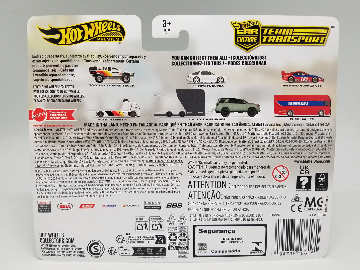 Hot Wheels 18 Toyota 4Runner & 89 Toyota Supra #72 - Car Culture Team Transport