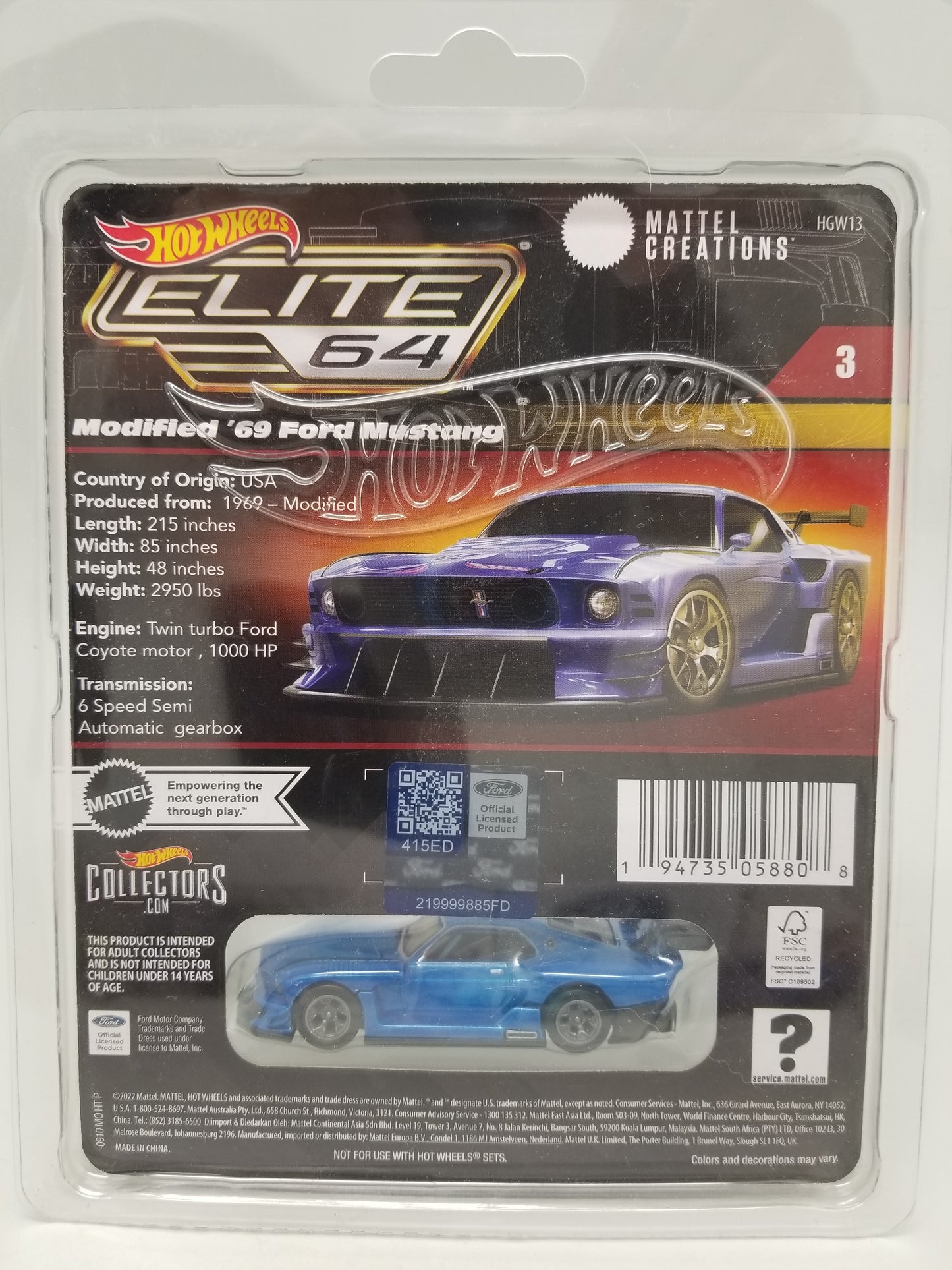 Hot Wheels Elite 64 - Modified '69 Ford Mustang