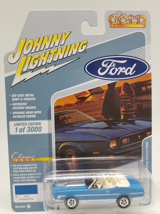 JL 1972 Ford Mustang Convertible - Grabber Blue - Classic Gold
