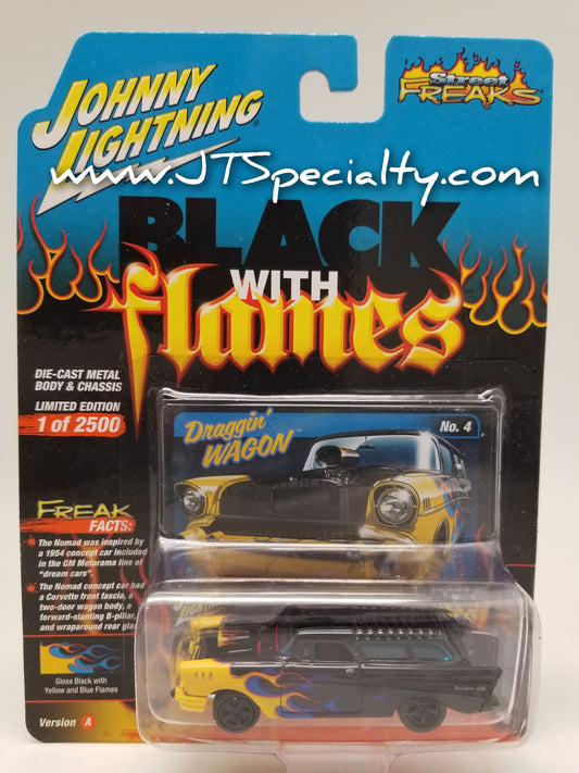 JL 1957 Chevy Nomad - Yellow/Blue Flames - Street Freaks Black w/ Flames