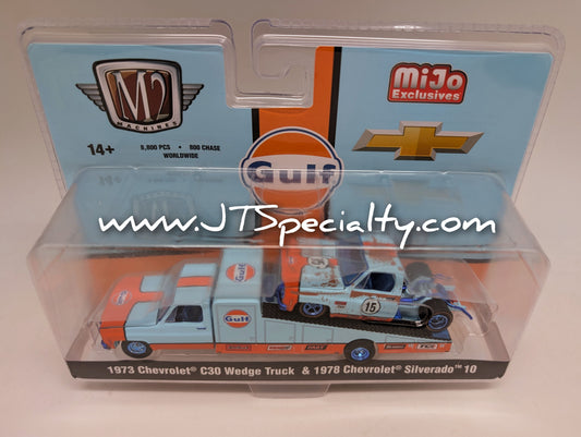 M2 CHASE 1978 Chevrolet Silverado 10 & 1973 C30 Wedge Truck - GULF