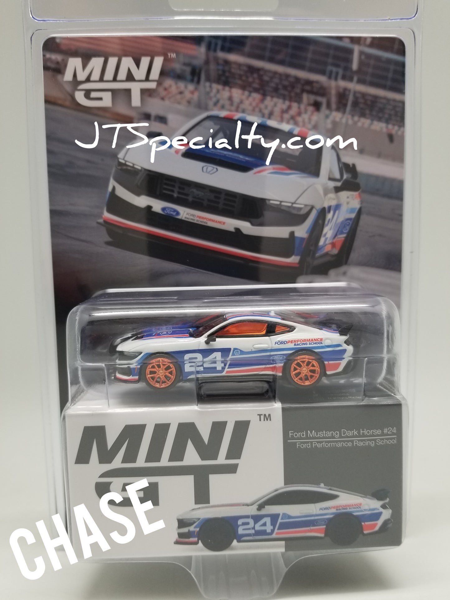 Mini GT CHASE 1172 - Ford Mustang Dark Horse #24 - Ford Racing School