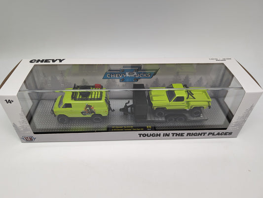 M2 1971 Chevy Van pulling a 1976 Scottsdale Sport 4X4