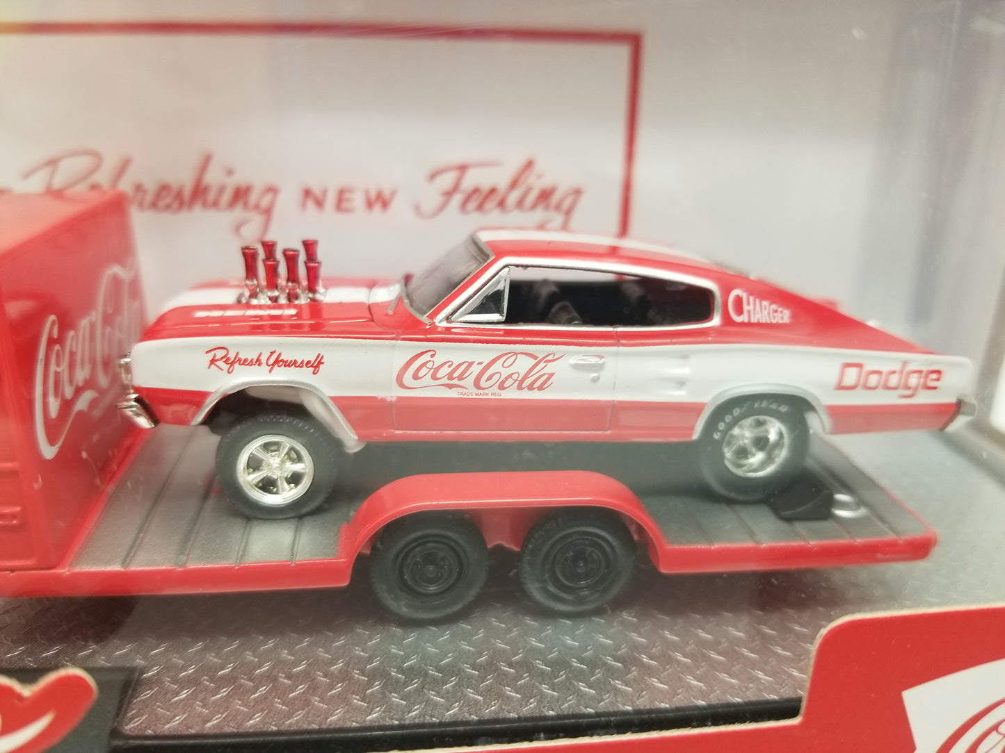 M2 1964 Dodge A100 Camper Van & 1966 Charger Gasser Auto Hauler - Coca-Cola