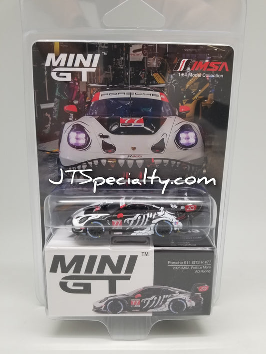 Mini GT 1143 - Porsche 911 GT3 R #77 AO Racing 2025 IMSA Petit Le Mans