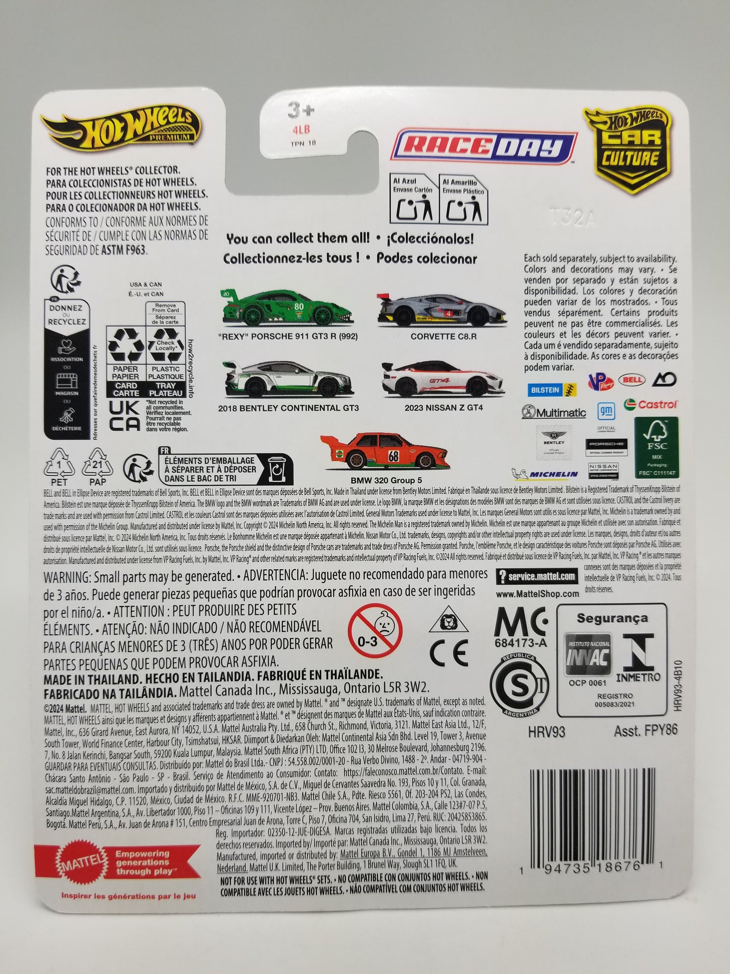 Hot Wheels RACE DAY 2018 Bentley Continental GT3