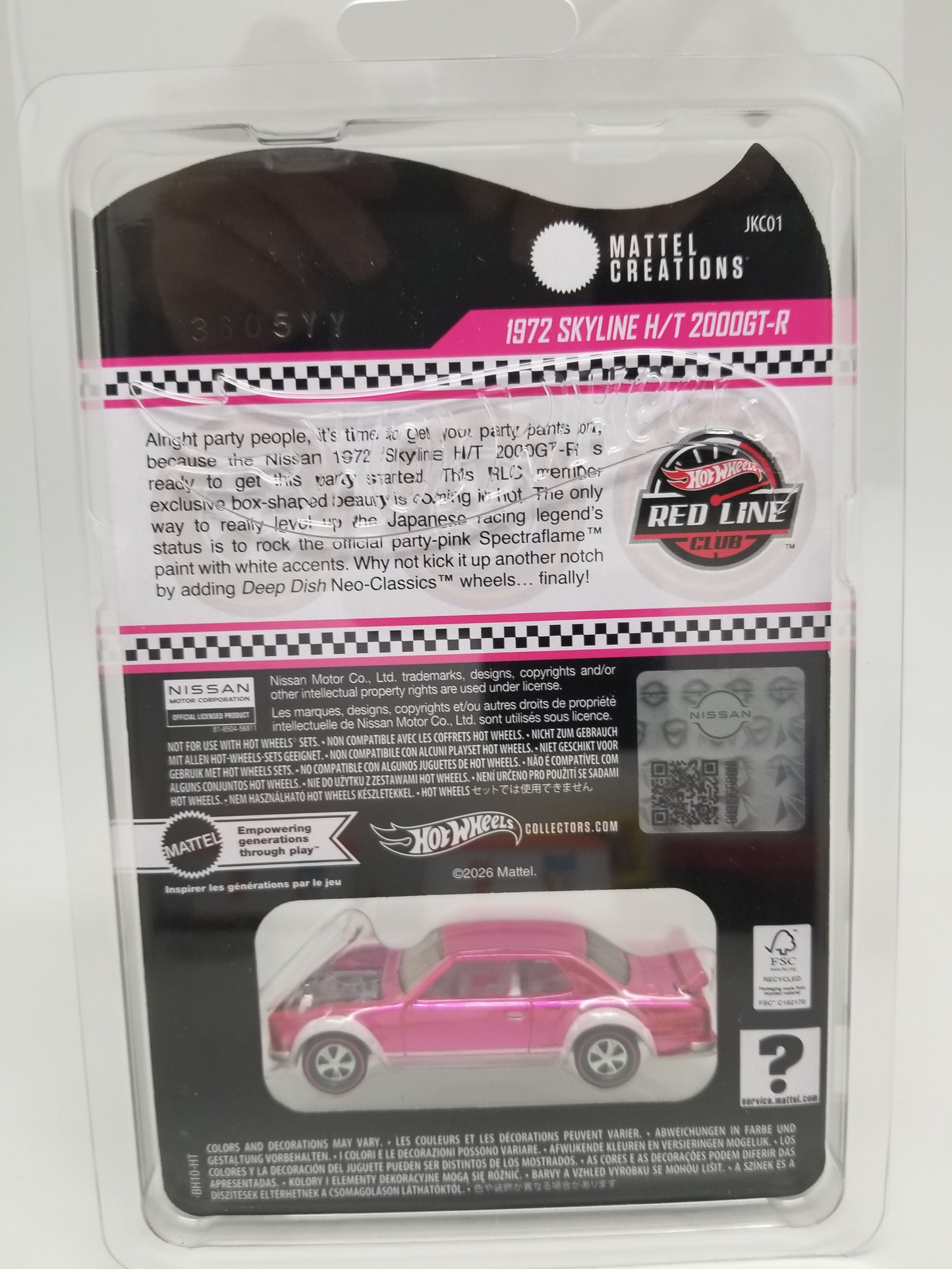 Hot Wheels RLC 1972 Skyline H/T 2000GT-R - PINK