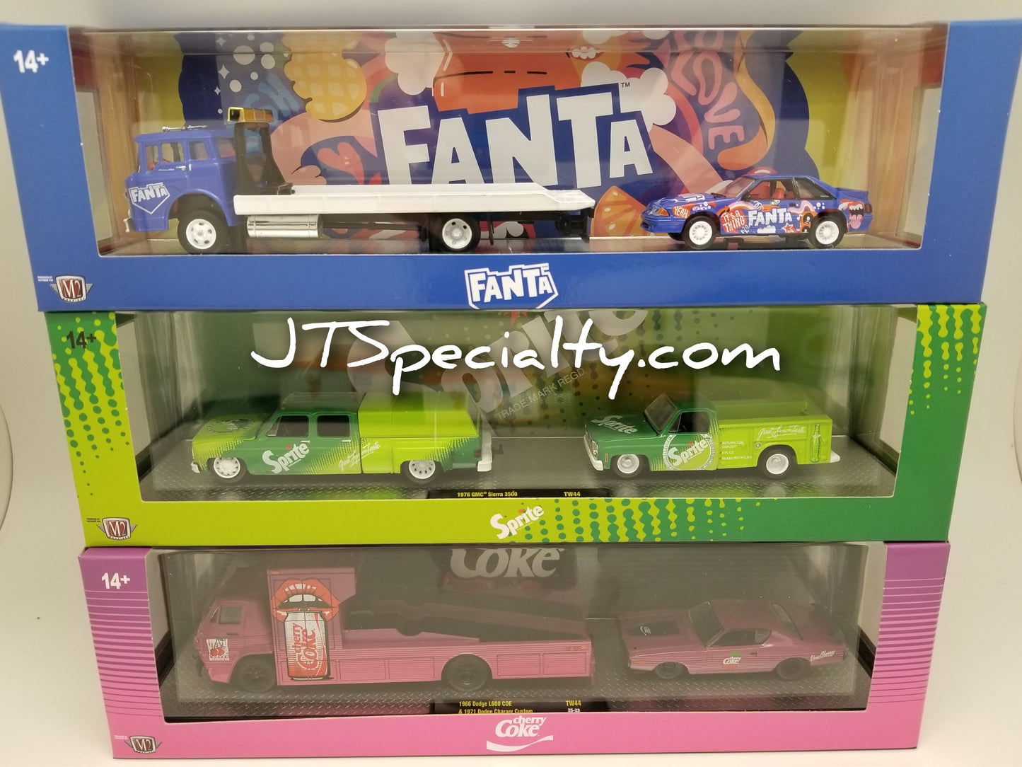 M2 56000-TW44  Set of 3 - Cherry Coke / Sprite / Fanta Auto Hauler
