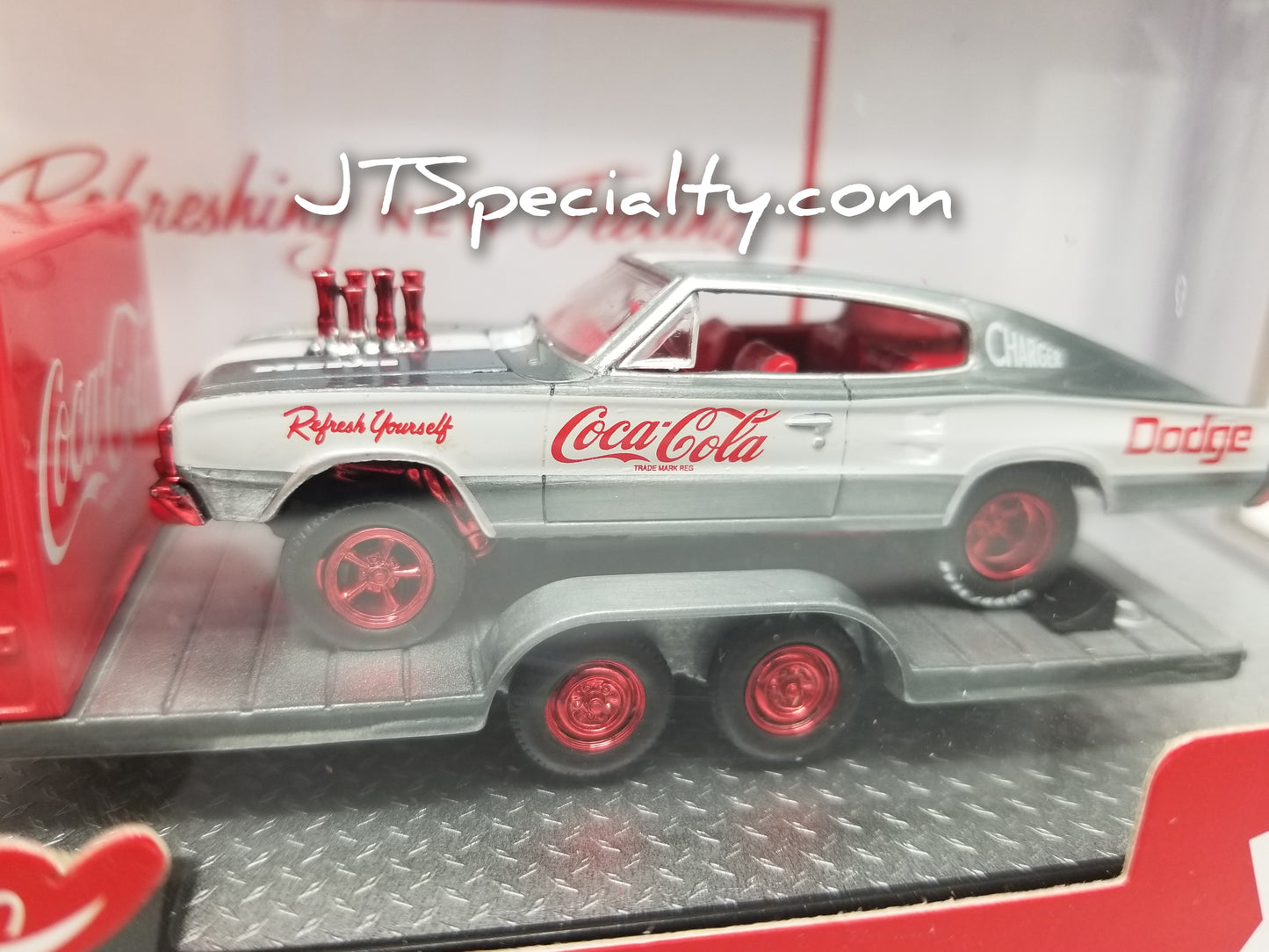M2 SUPER CHASE 1964 Dodge A100 Camper & 1966 Charger Gasser Auto Hauler - Coca-Cola