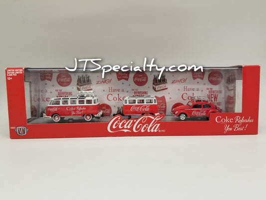 M2 1959 VW Microbus Deluxe USA Model & 1953 VW Beetle Deluxe USA Model Auto Hauler - Coca-Cola