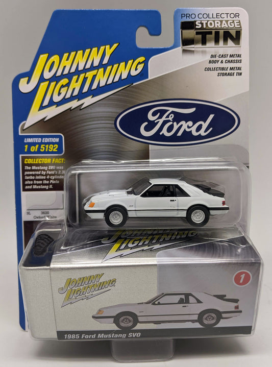 JL 1985 Mustang SVO, white, with metal storage tin